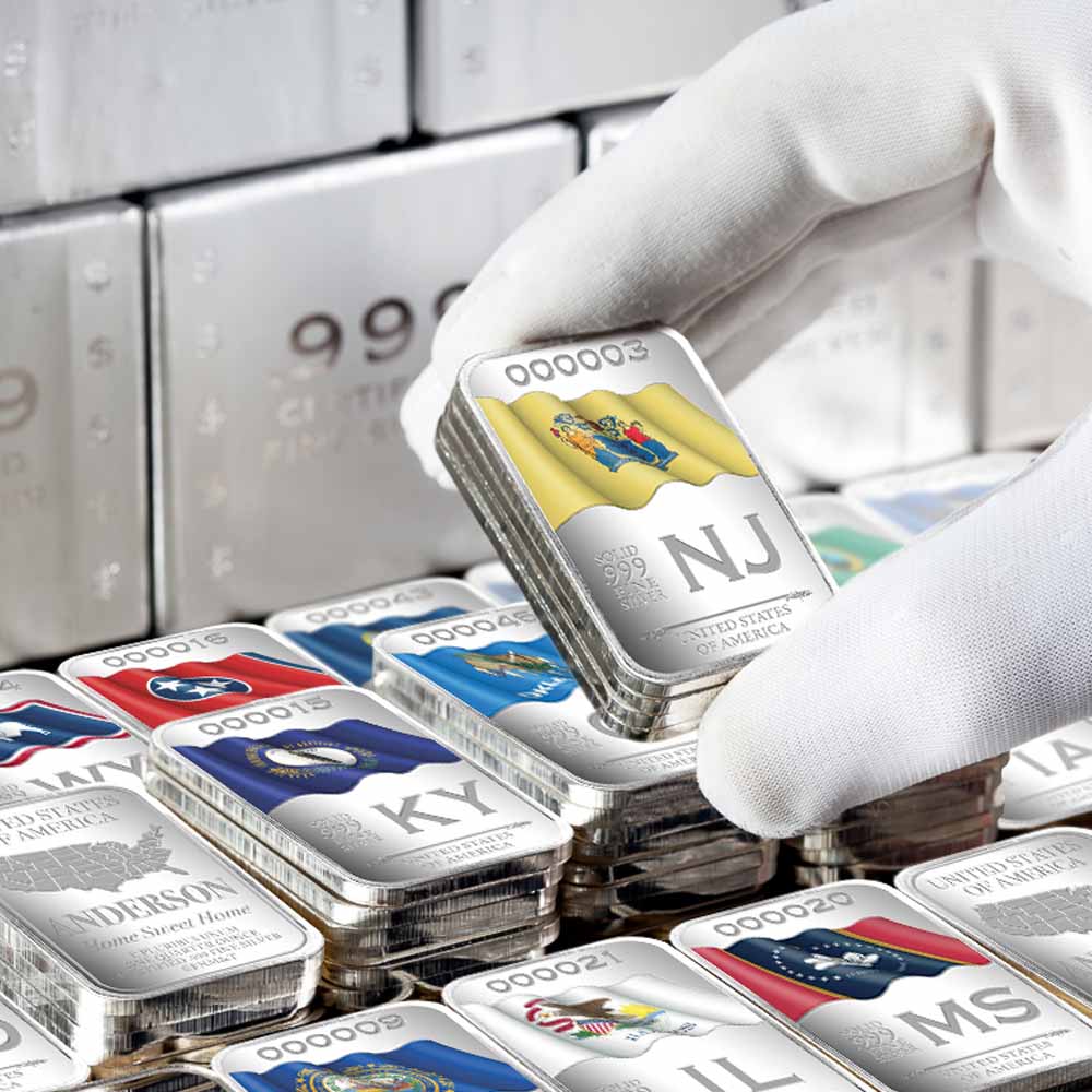 State Flag Silver Vault Bags