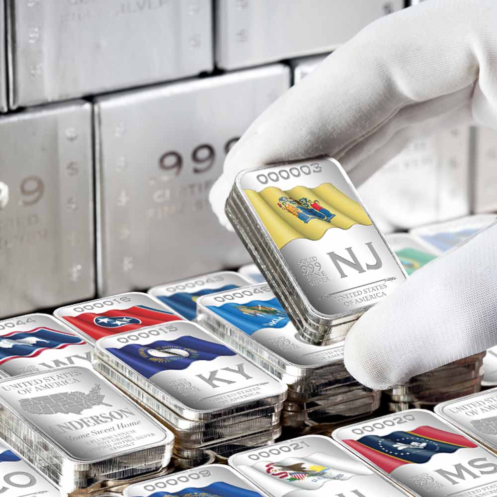 State Flag Silver Vault Bags